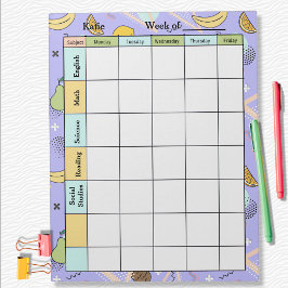 Fruit Memphis Purple Homework Assignment Notitieblok