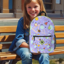Fruit Memphis Purple Pattern  Bedrukte Rugzak