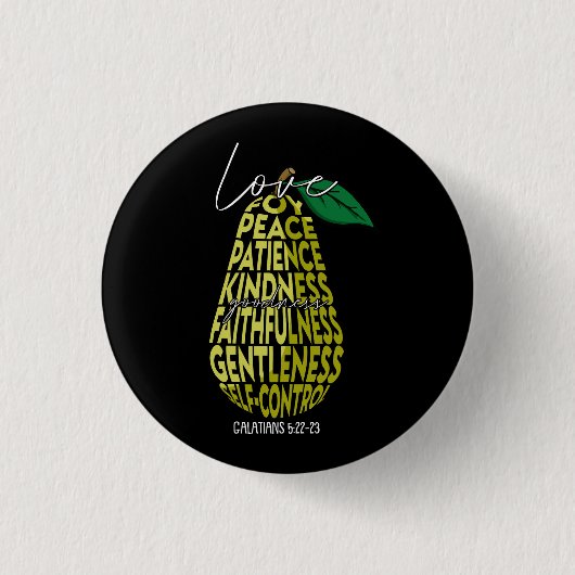 Fruit of Spirit Love Joy Peace Patience Kindness G Ronde Button 3,2 Cm (Voorkant)