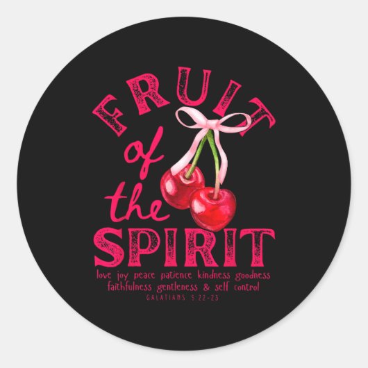 Fruit Of The Spirit Christian Coquette Pink Bow Ch Ronde Sticker (Voorkant)