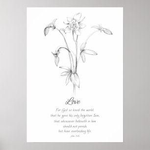 Fruit of the Spirit John 3:16 Love Scripture Bijbe Poster