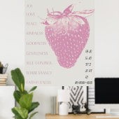 Fruit of the Spirit / Pop Art / Aardbei / Roze Poster (Thuiskantoor)