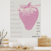 Fruit of the Spirit / Pop Art / Aardbei / Roze Poster (Keuken)