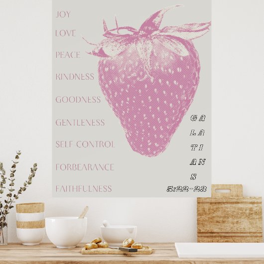 Fruit of the Spirit / Pop Art / Aardbei / Roze Poster (Keuken)