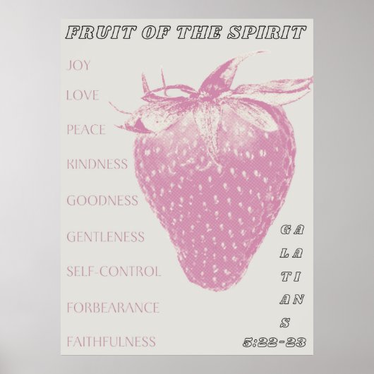 Fruit of the Spirit / Pop Art / Aardbei / Roze Poster (Voorkant)