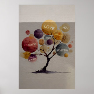Fruit Of The Spirit Tree – Galatians 522 Modern Poster
