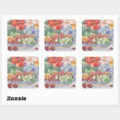 Fruit on a plate 2014 vierkante sticker (Vel)