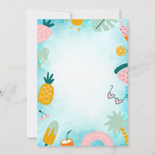 Fruit, Palm Leaf Pool Summer Birthday Party Kaart (Achterkant)