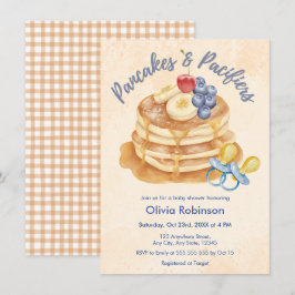 Fruit Pancakes & Fopspenen Gingham Baby Shower   Kaart