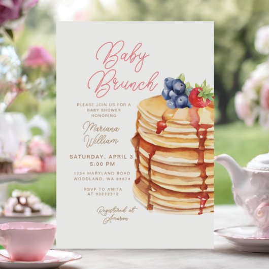 Fruit Pannenkoeken Baby shower Brunch Uitnodiging