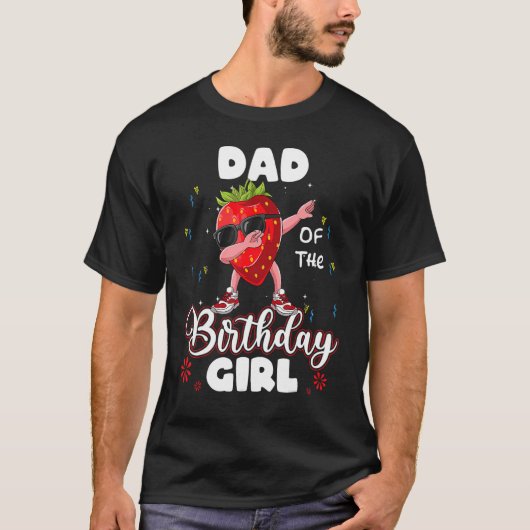 Fruit papa van de verjaardag meisje aardbei dabbin t-shirt (Voorkant)