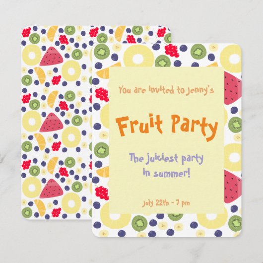 Fruit party - Uitnodiging (Voorkant / Achterkant)