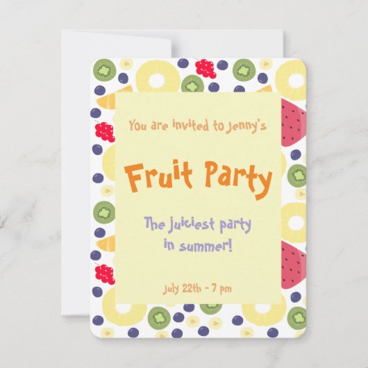 Fruit party - Uitnodiging (Voorkant)