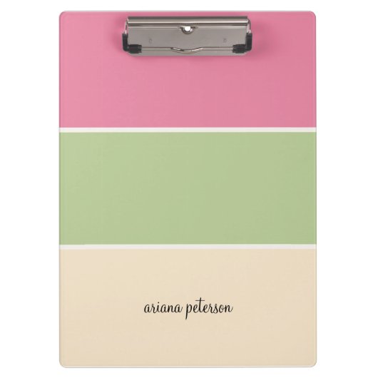 Fruit Pastel Stripes & Script Naam Klembord (Voorkant)