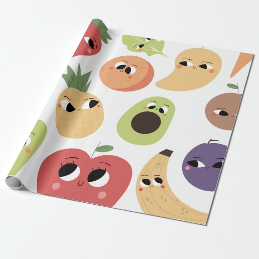 Fruit Patroon Wrapping Papier (Uitgerold)