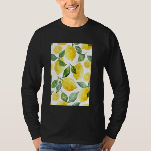 Fruit Pattern Art Lemon  Waterverf 4 T-shirt (Voorkant)