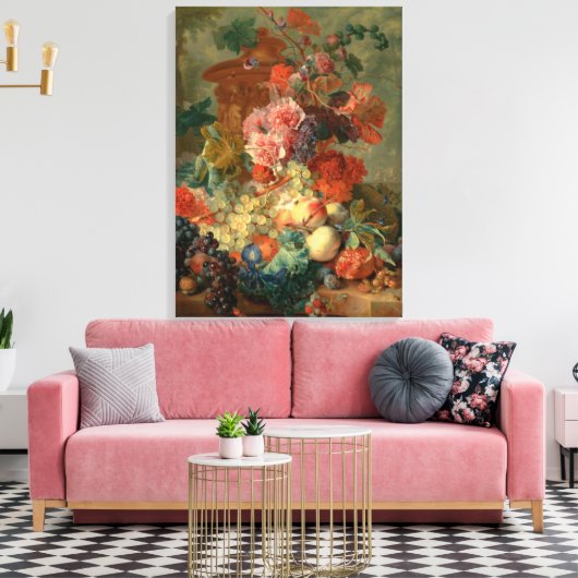 Fruit Piece - Jan van Huysum (1722) Canvas Afdruk (Insitu (Woonkamer))
