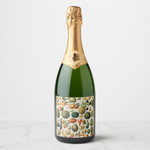 Fruit plantaardige botanische wetenschappelijke il sparkling wijnetiket