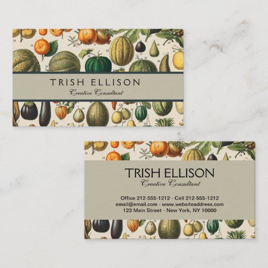 Fruit plantaardige botanische wetenschappelijke il visitekaartje (Voorkant / Achterkant)