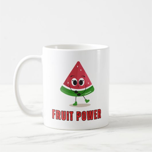 Fruit Power Schattig Watermeloen Karakterontwerp Koffiemok (Links)