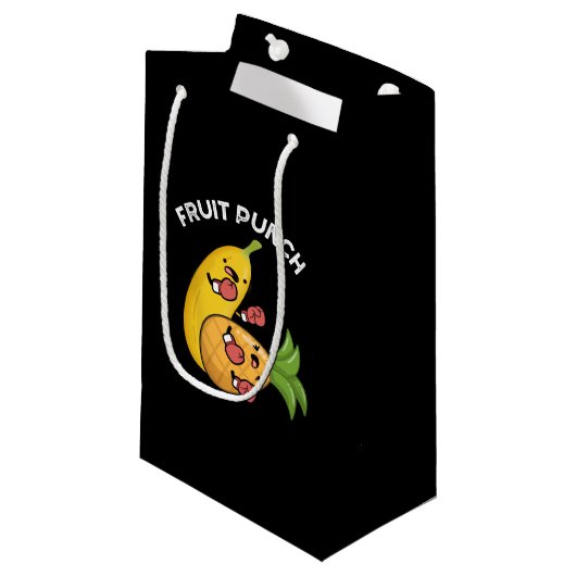 Fruit Punch Funny Drink Pun Dark BG Klein Cadeauzakje (Voorkant Gekanteld)