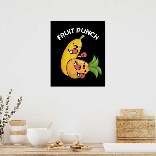 Fruit Punch Funny Drink Pun Dark BG Poster (Keuken)