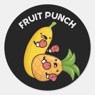 Fruit Punch Funny Drink Pun Dark BG Ronde Sticker