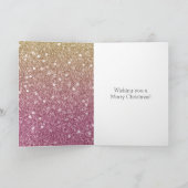 Fruit Punch Pink Gold Glitter Bokeh Christmas Kaart (Binnen)