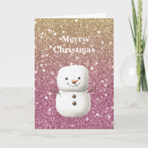 Fruit Punch Roze Gouden Glitter Bokeh Kerstmis Kaart
