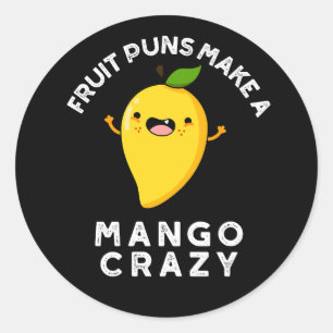 Fruit Puns Maken Een Mango Gek Donker BG Ronde Sticker