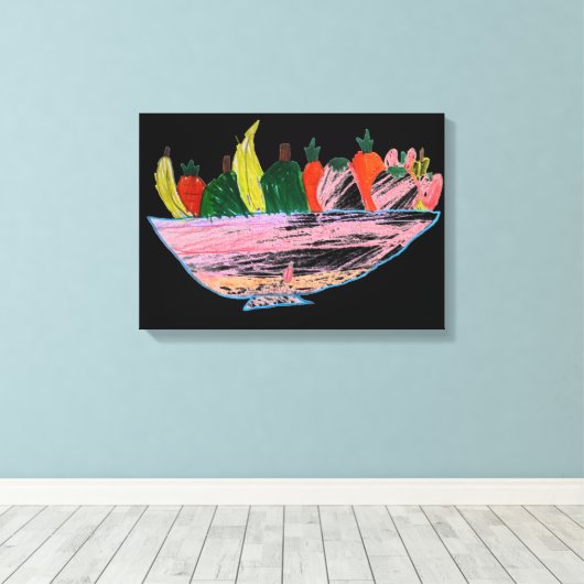 Fruit Salad grappige cartoon Canvas Afdruk (Insitu (Houten vloer))