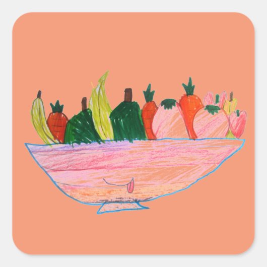 Fruit Salad grappige cartoon Vierkante Sticker (Voorkant)
