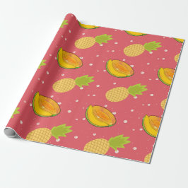 fruit salade : ananas en papaja fruit patroon cadeaupapier