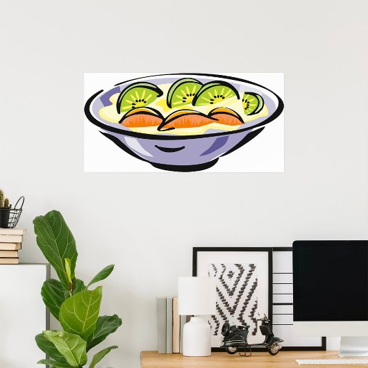 Fruit Salade Bowl met Kiwi en Sinaasappel Poster