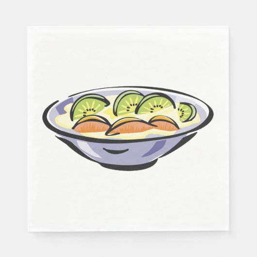 Fruit Salade Bowl met Kiwi en Sinaasappel Servet (Voorkant)