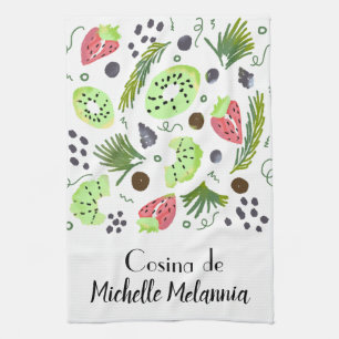 Fruit Salade Kiwi Watermeloen Groene Illustratie Theedoek