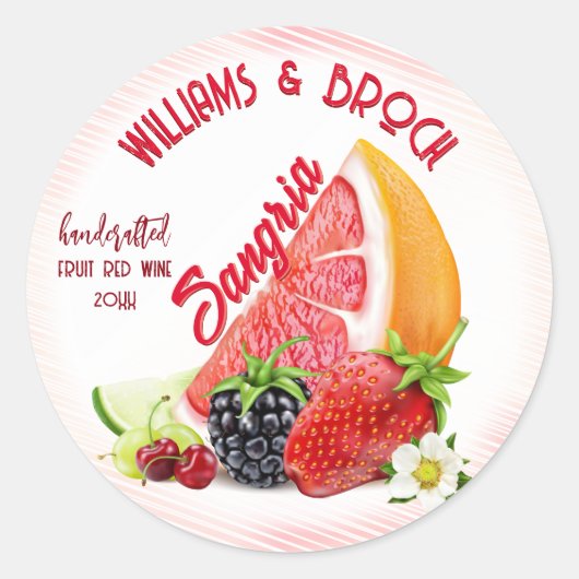 Fruit Sangria Bruiloft Ronde Sticker (Voorkant)