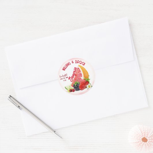 Fruit Sangria Bruiloft Ronde Sticker (Envelop)