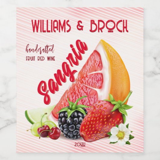 Fruit Sangria Wedding Wijn Etiket (Enkel label)