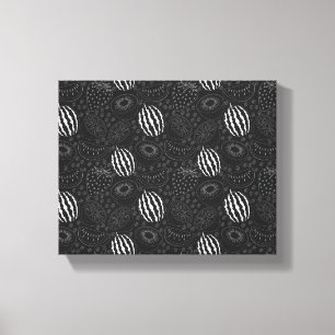 Fruit seamless pattern black and white Tropical Canvas Afdruk
