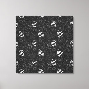 Fruit seamless pattern black and white Tropical Canvas Afdruk