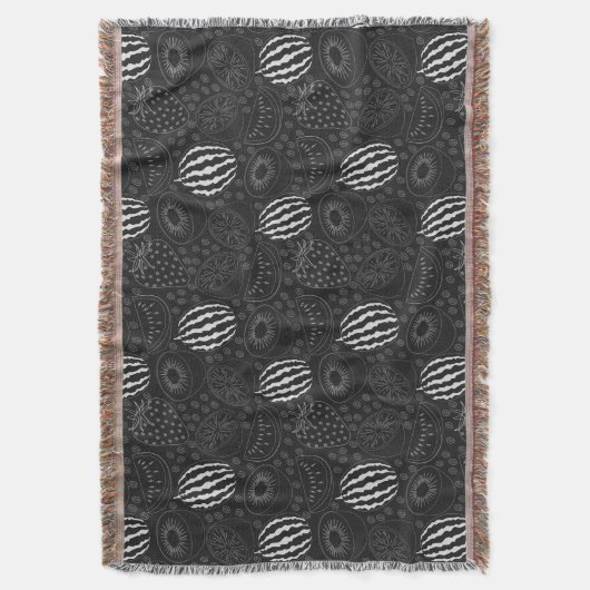 Fruit seamless pattern black and white Tropical Deken (Voorkant Verticaal)