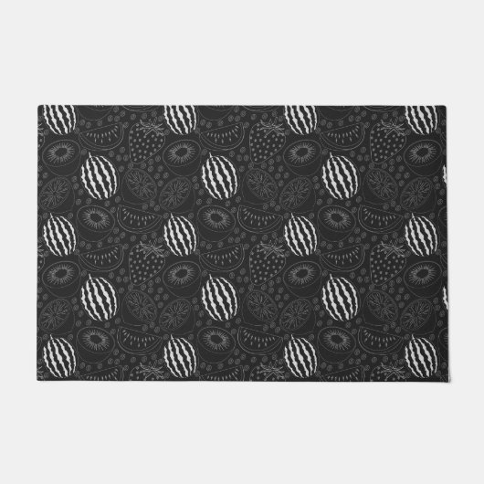 Fruit seamless pattern black and white Tropical Deurmat (Voorkant)