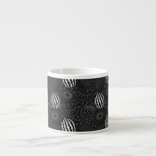 Fruit seamless pattern black and white Tropical Espresso Kop (Voorkant)