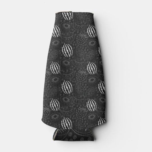 Fruit seamless pattern black and white Tropical Flesjeskoeler (Voorkant)