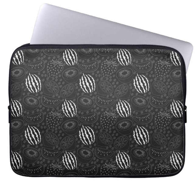 Fruit seamless pattern black and white Tropical Laptop Sleeve (Voorkant)