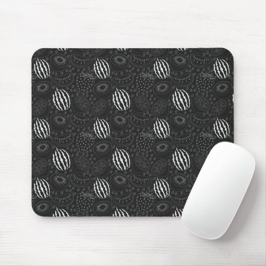 Fruit seamless pattern black and white Tropical Muismat (Met muis)