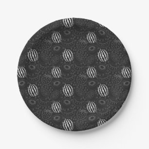 Fruit seamless pattern black and white Tropical Papieren Bordje