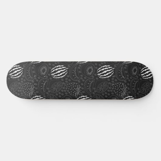 Fruit seamless pattern black and white Tropical Persoonlijk Skateboard (Horizontaal)