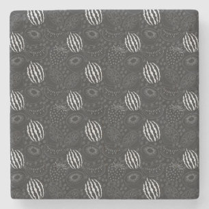 Fruit seamless pattern black and white Tropical Stenen Onderzetter